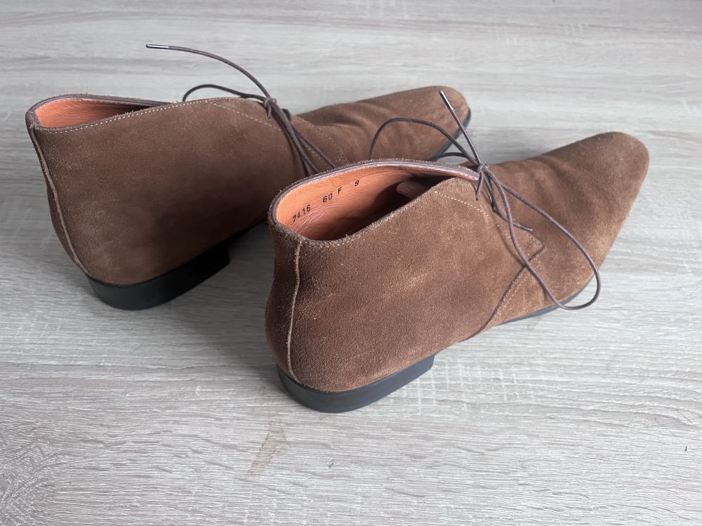 Santoni Schuhe Herren, Velourleder, hell-braun, Größe 9